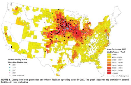Il faut apporter 6 litres d’eau dans l’IOWA et 2138 litres en Californie pour produire un litre d’éthanol de maïs