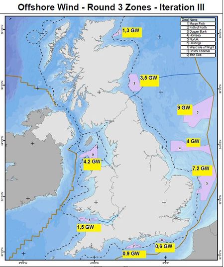 La Grande-Bretagne vient d’allouer neuf sites offshore éoliens lors de sa troisième addjudication