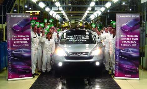 Honda rolls off the two millionth car from its Swindon factory